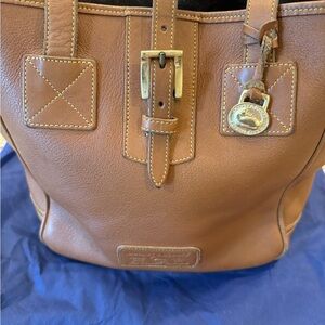Vintage Dooney & Bourke AWL Tote British Tan Duck Logo Made in USA